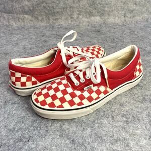 Van's Skate Era Red Checkerboard Lace Up Skate Shoes, Padded Collar Mens 8 W 9.5